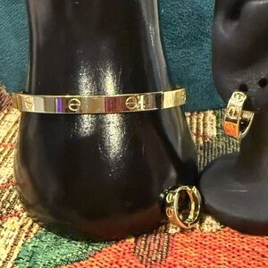 Gold Bracelet and Earring Set